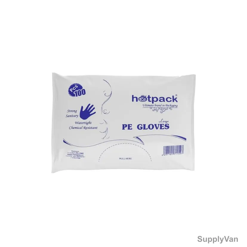 Hotpack Polyethylene Gloves, LDGLOVES, Clear, 100 Pcs/Pack