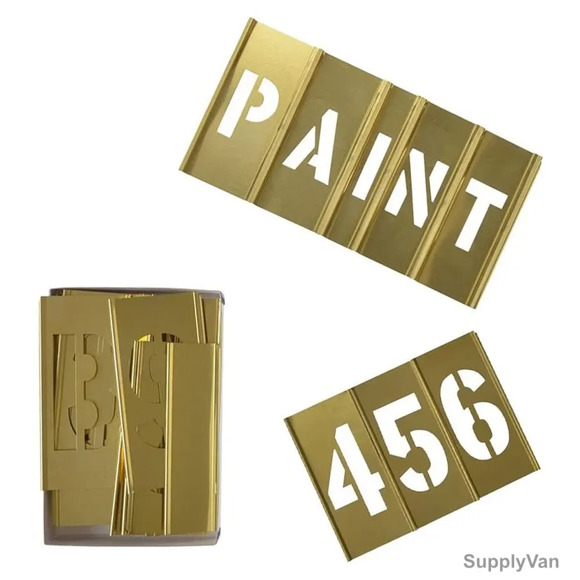 Interlocking Stencil Set, Brass, 1 Inch Character Height, Gold, 36 Pcs/Set