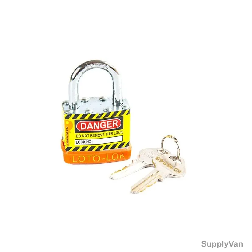 Loto-Lok Two Point Traceability Lockout Padlock, 2PTPSOKDS24, Chrome Plated Steel, 24 x 6MM, Yellow/Orange
