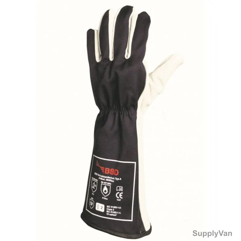 BSD HRC 2 Arc Protection Gloves, Textile/Leather, 18.0 Cal/SQ.CM, Size11, Navy/White — image 1