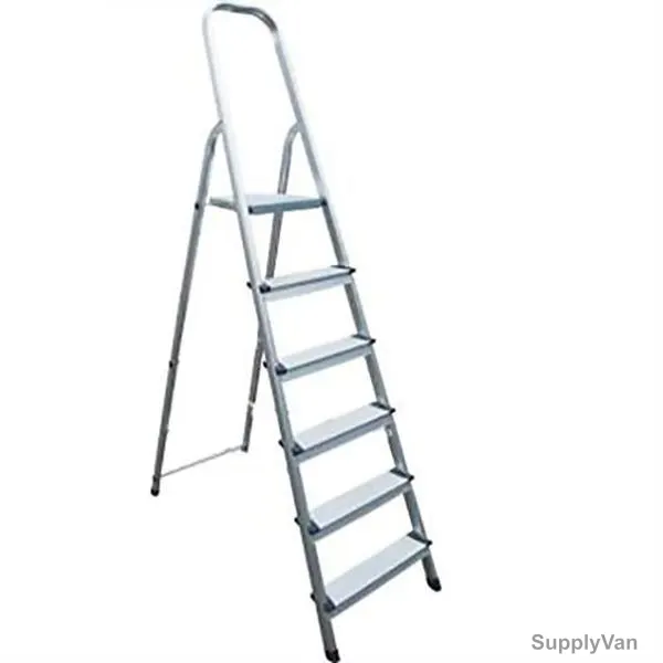 Robustline 6 Steps Ladder, 57.2 x 46.6 x 8.6CM, Steel, Silver
