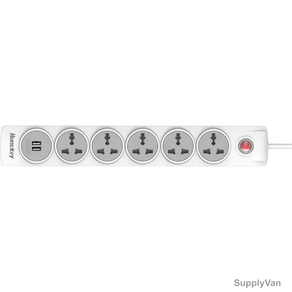 Huntkey Extension Socket, SZN607, 5 Way, 3 Mtrs, White