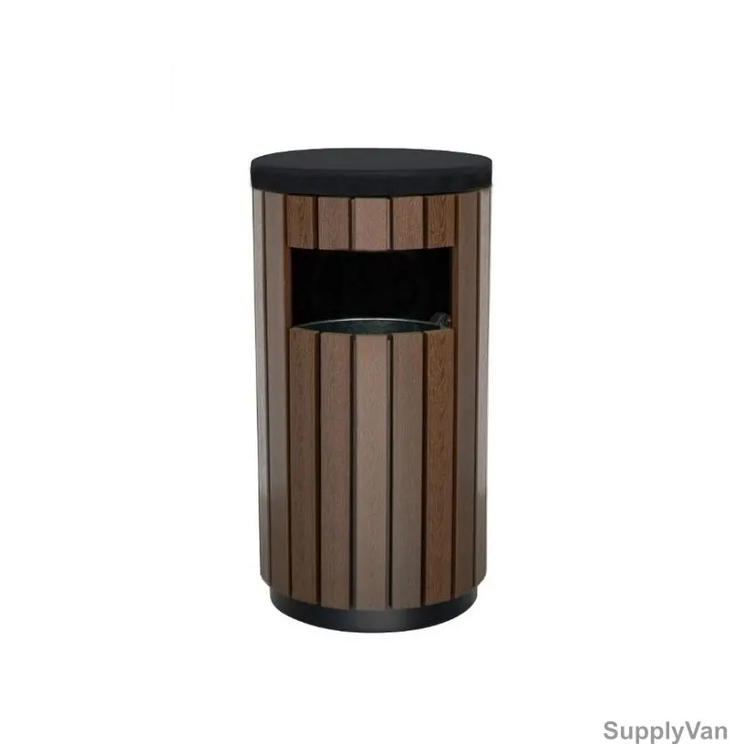 Brooks Wager GS+WPC Open Waste Bin, BKS-OPN-5294, 400MM Dia x 755MM Height, 40 Ltrs Capacity, Brown