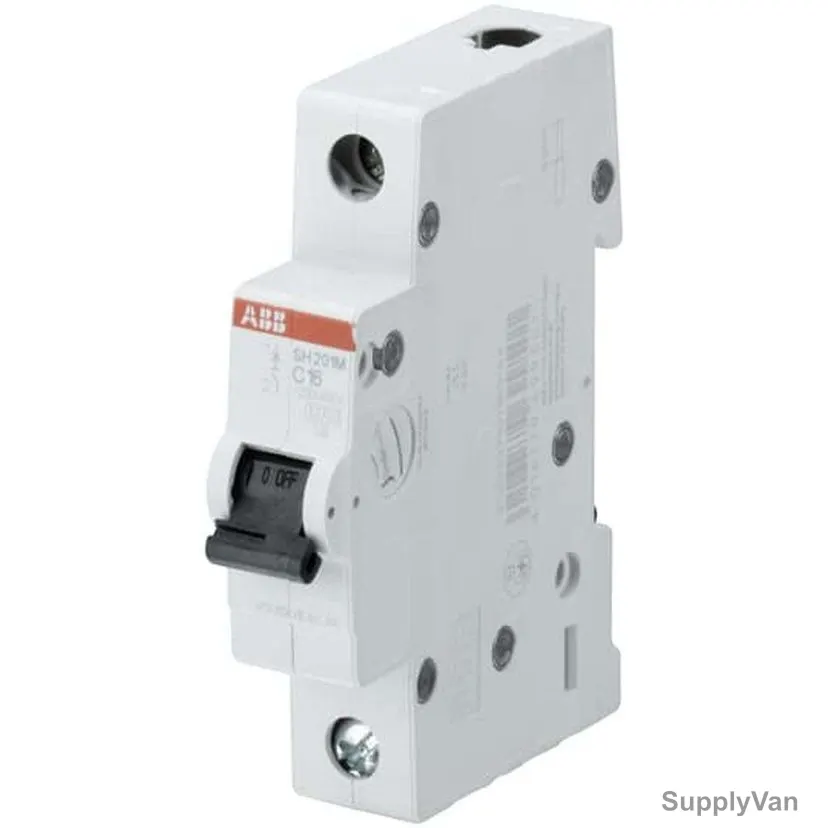 ABB Miniature Circuit Breaker, SH201M-C10, Curve Type C, 1 Pole, 10kA, 10A