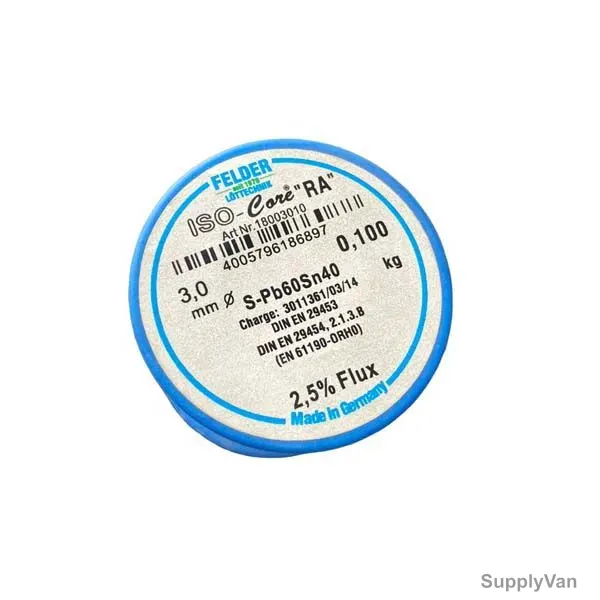 Felder Soft Soldering Wire, 18003010, Iso-Core RA, 3MM Dia, 100GM