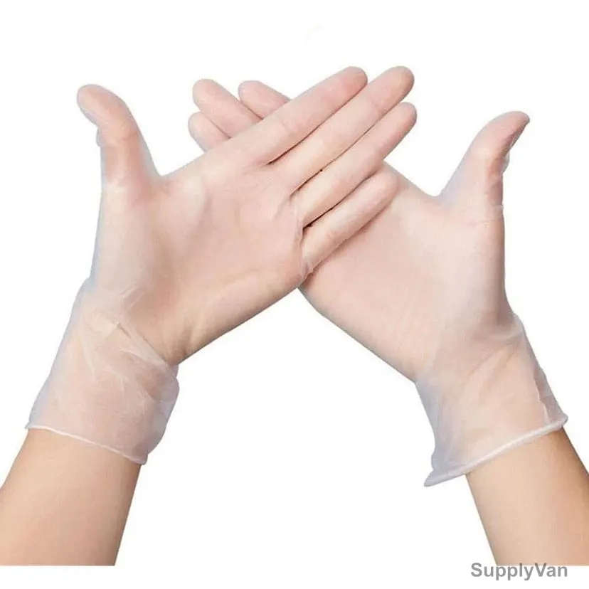 Disposable Gloves, PVC, M, Clear, 100 Pcs/Pack