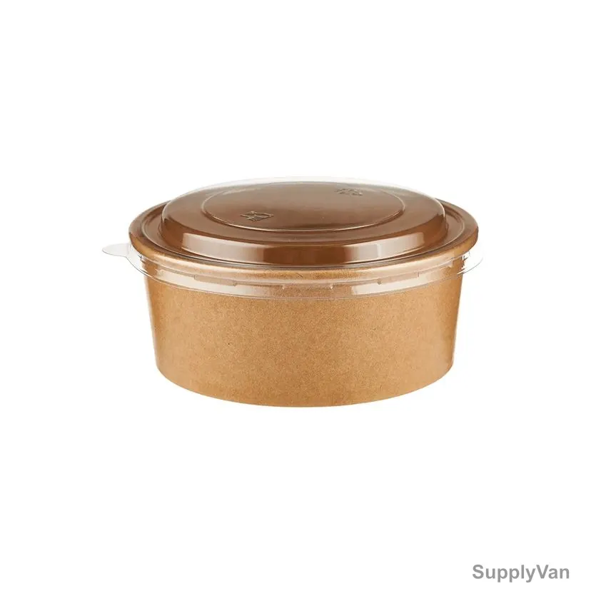 BYFT Disposable Kraft Salad Bowl With Lid, Paper, 320 GSM, 700ML, Brown, 50 Pcs/Pack — image 1