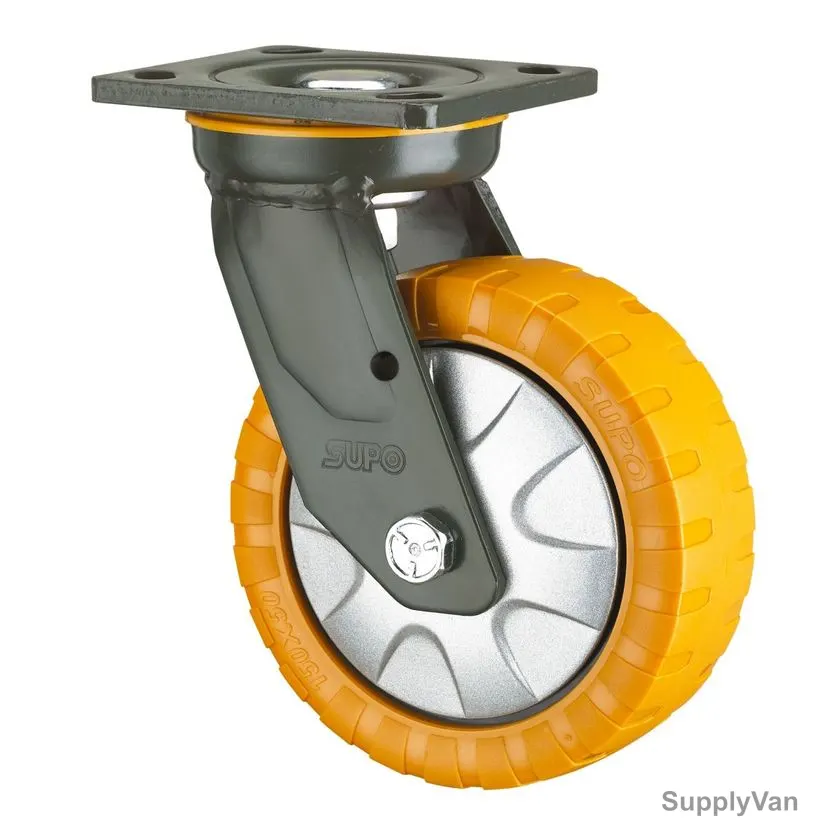 Supo Heavy Duty Swivel Type Wheel, Polyurethane, 8 Inch Wheel Dia, 800 Kg Loading Capacity