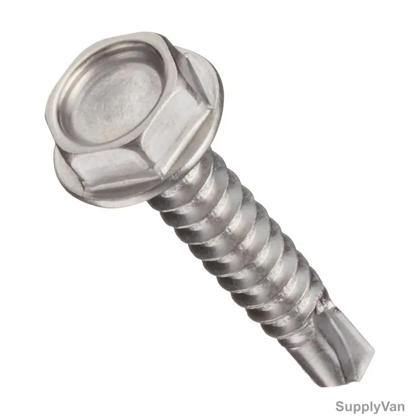 Self Tapping Screw, Zinc Plated, Slotted Hex Head, M6.3 Thread Dia x 19MM Length, 500 Pcs/Pack — image 1
