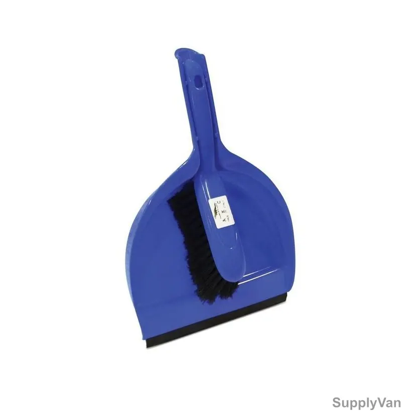 Akc Dustpan and Brush Set, DP05B, Plastic/Rubber, Blue