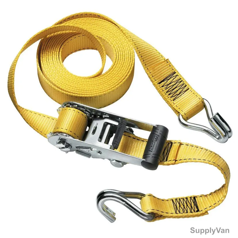 Master Lock Ratchet Tie Down With J Hook, ML3058EURDAT, 4.5 Mtrs x 35MM, 1250 Kg, Yellow — image 1