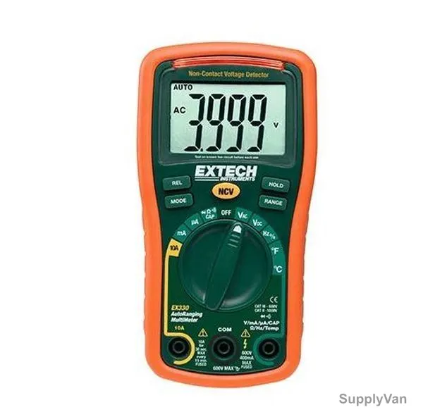 Extech Mini Multimeter With Non-Contact Voltage Detector, EX330, -20 to 750 Deg.C