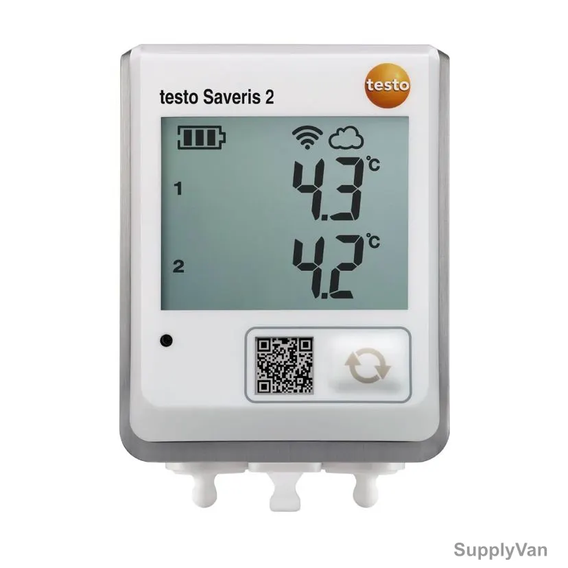 Testo Wi-Fi Data Logger With Display and 2 Connections For NTC Temperature Probes, Saveris-2-T2, -50 to 150 Deg.C