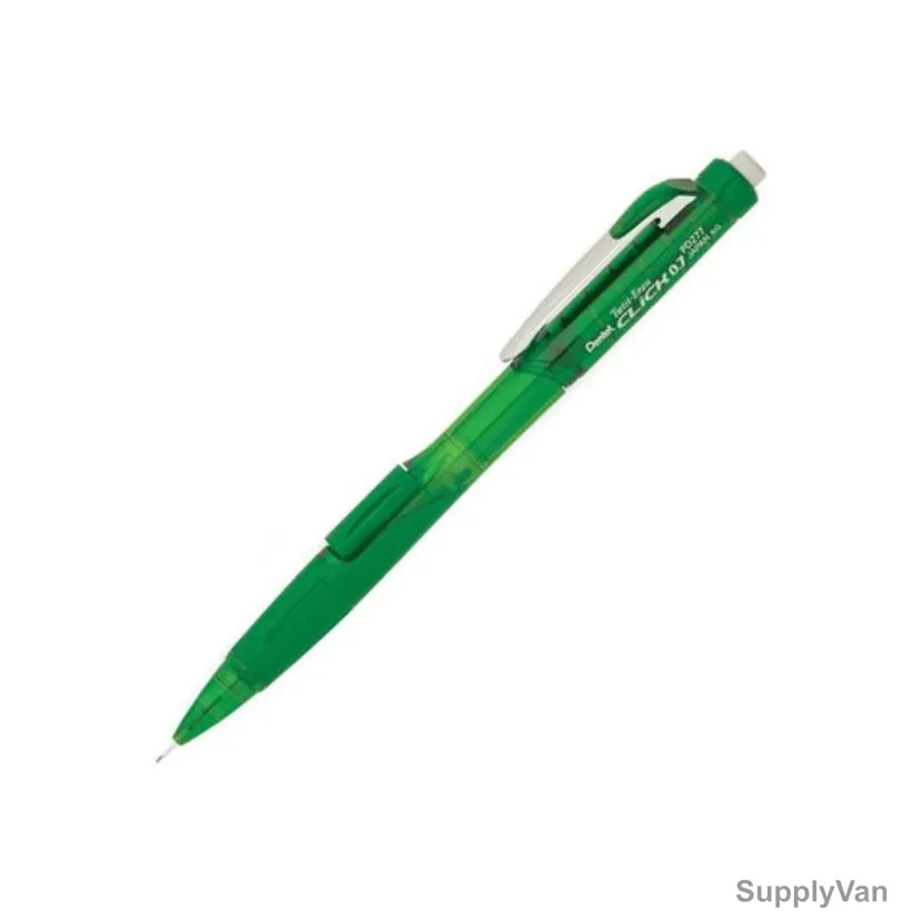 Pentel Twist Eraser Click Mechanical Pencil, PE-PD277T-D, 0.7MM, Green, 12 Pcs/Pack