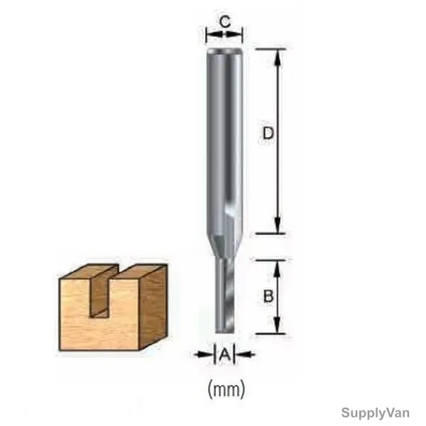 Makita Straight Router Bit, D-12201, 6.35x25.4MM