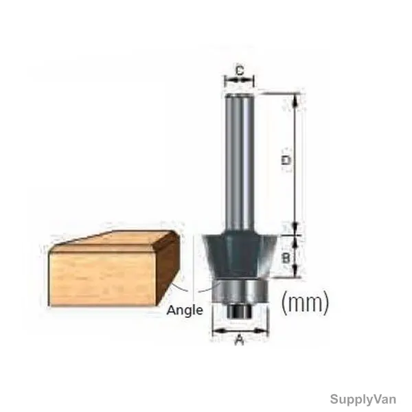 Makita Bevel Trim Router Bit, D-12326, 9.5x25.4MM
