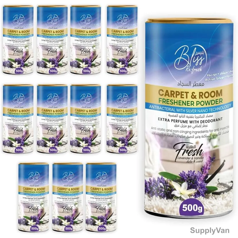 Swish Super Bliss Fresh Carpet and Room Freshener Powder, Lavender and Vanilla, 500GM, 12 Pcs/Pack — image 1