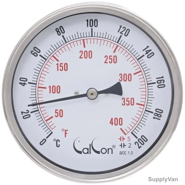 Calcon Bi-Metal Temperature Gauge, CCTB18D, 100x150MM, 1/2 Inch, NPT, 0-200 Deg. C