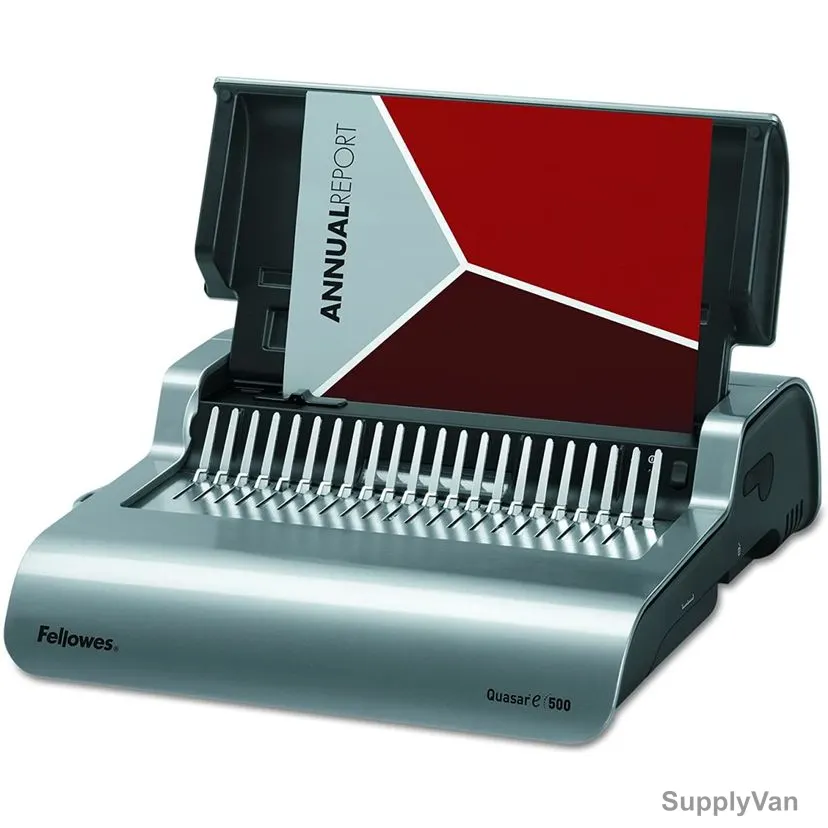 Fellowes Electric Comb Binding Machine, 5216901, Quasar 500, 500 Sheets, Silver and Black