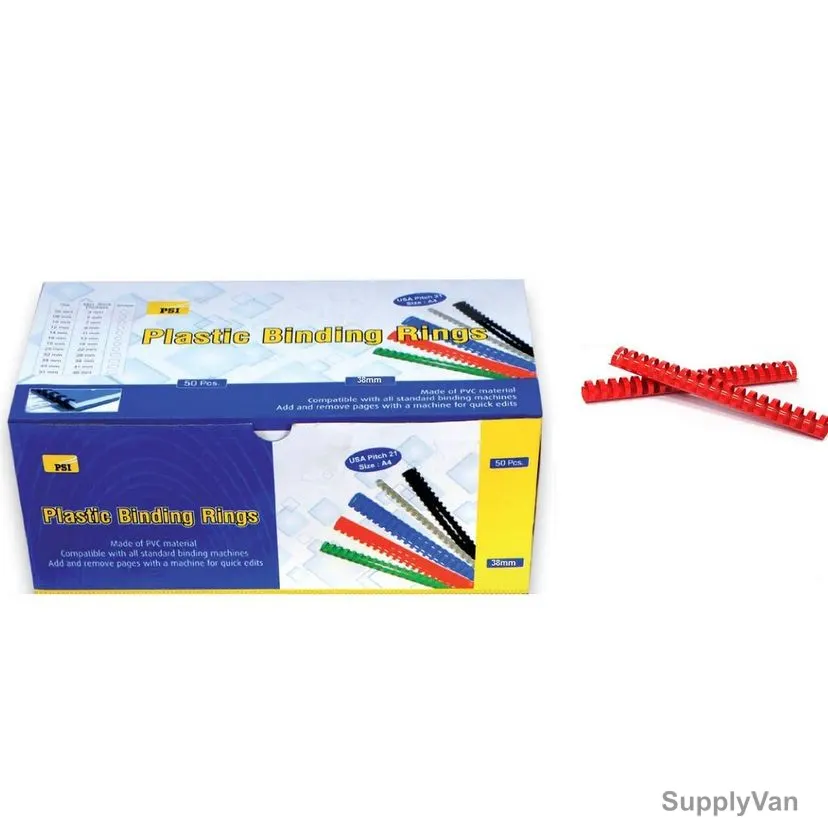 PSI Binding Ring, PSBR38RE, Plastic, 330 Sheets, 38mm, Red, 50 Pcs/Pack