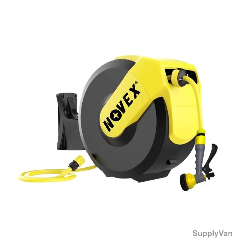 Novex Garden Hose Reel, NFHR-1-2-30M, Polypropylene, 120 PSI, 32 Mtrs Length, Yellow/Black