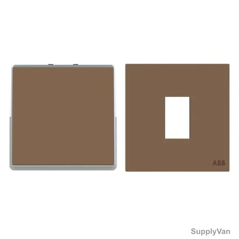 ABB Push Button Switch With Rocker Switch Frame, AMD43044-MO+AMD5044-MO, Millenium, 1 Gang, 1 Way, 10A, Mocha Brown
