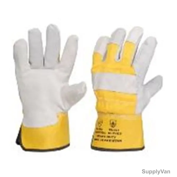 Vaultex Single Palm Leather Golves, FPK, Free Size, Yellow, PK12