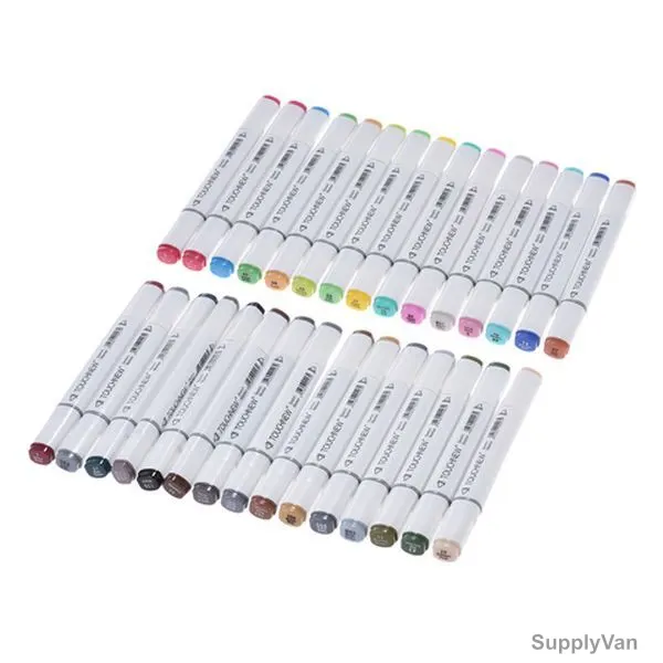 Touchnew Dual Twin Tip Marker Pen, Plastic, 15CM, Multicolor, 30 Pcs/Pack