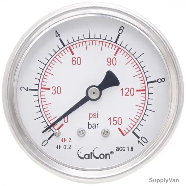 Calcon Pressure Gauge, CC10D, 63MM, 1/4 Inch, NPT, 0-10 Bar