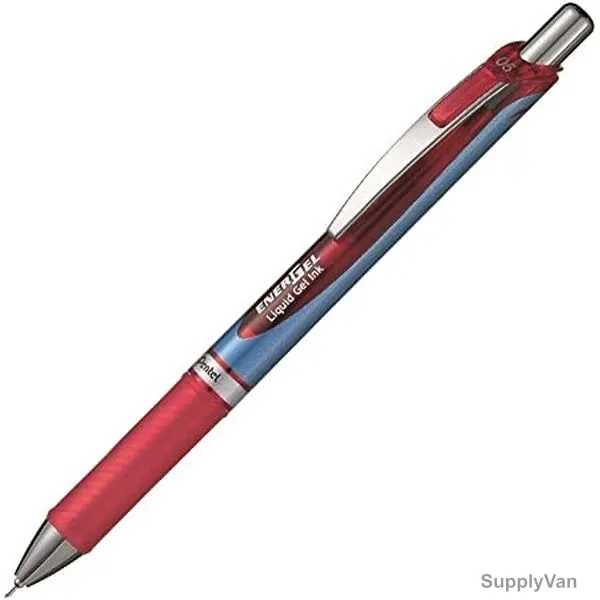 Pentel Energel Needle Gel Roller Pen, PE-BLN75PW-B, 0.5MM Tip, Red, 12 Pcs/Pack