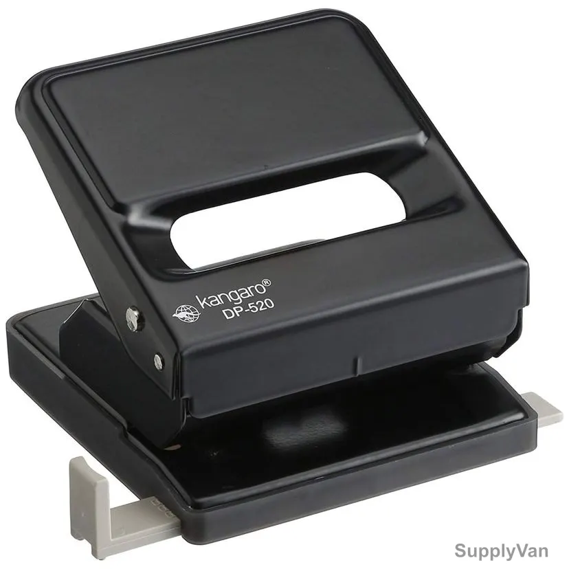 Kangaro 2 Hole Paper Punch Machine, DP-520, Metal, 25 Sheets, Black