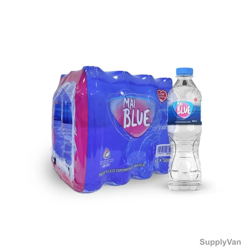 Mai Blue Drinking Water Bottle, 500ML, 12 Pcs/Pack