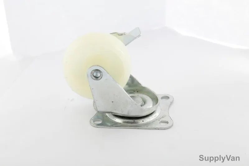 Caster Wheel Flat with Break, SAF-66, Silver Colour