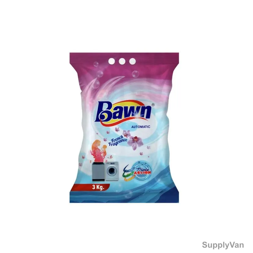 Bawn Automatic Washing Powder Poly Bag, French Fragrance, 3 Kg, 6 Pcs/Carton