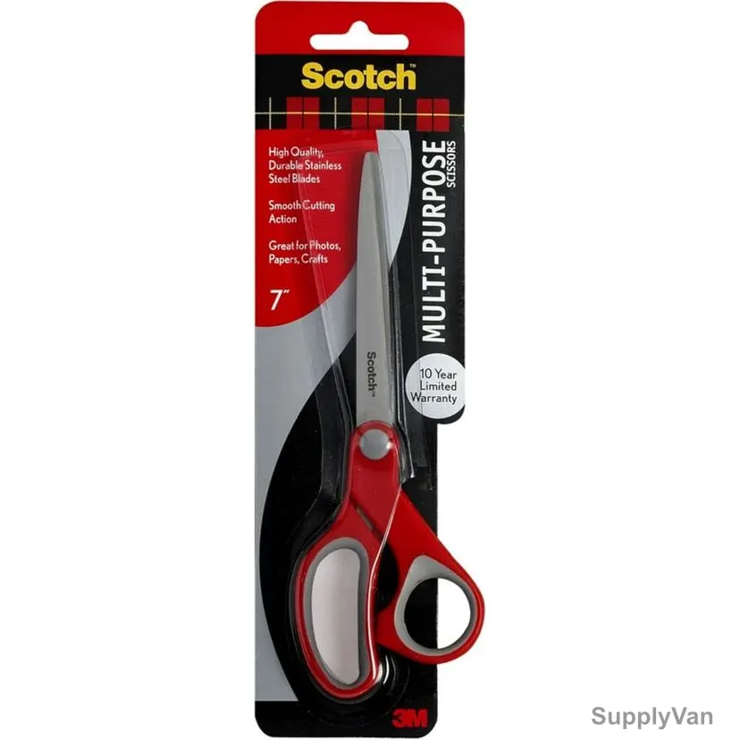 3M Scotch Multi-Purpose Scissor, 1427, 7 Inch, Red/Grey — image 1