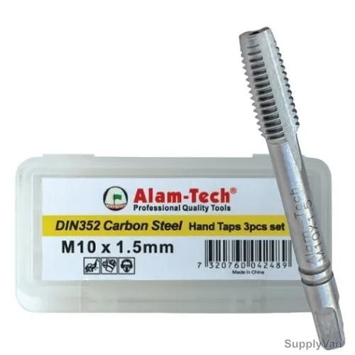 Alam-Tech Hand Tap Set, ATSC10X1-0, Carbon Steel, 10 x 1MM, 3PCS