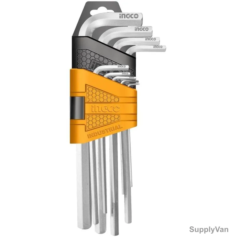 Ingco Long Arm Hex Key Set, HHK11091, Steel, 1.5-10MM, 9 Pcs/Set — image 1