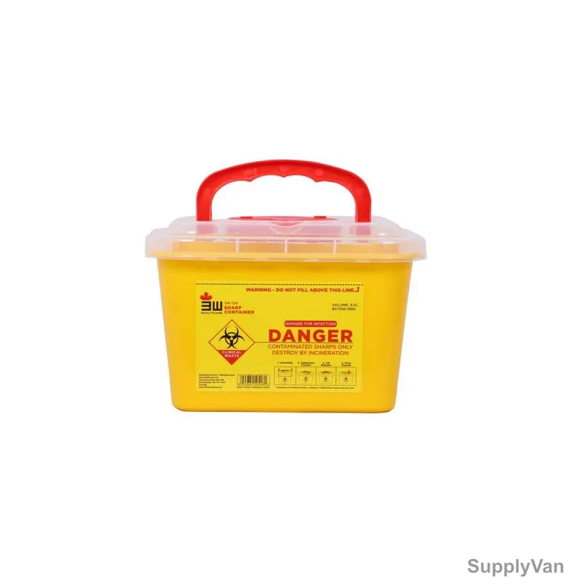 3W Sharp Container, 3W-120, Plastic, 5 Ltrs, Yellow/Red — image 1