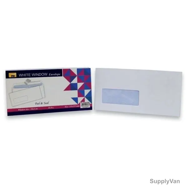 PSI Peel and Seal Window Envelope, PSWE800102PW, 80 GSM, 115 x 225 mm, White