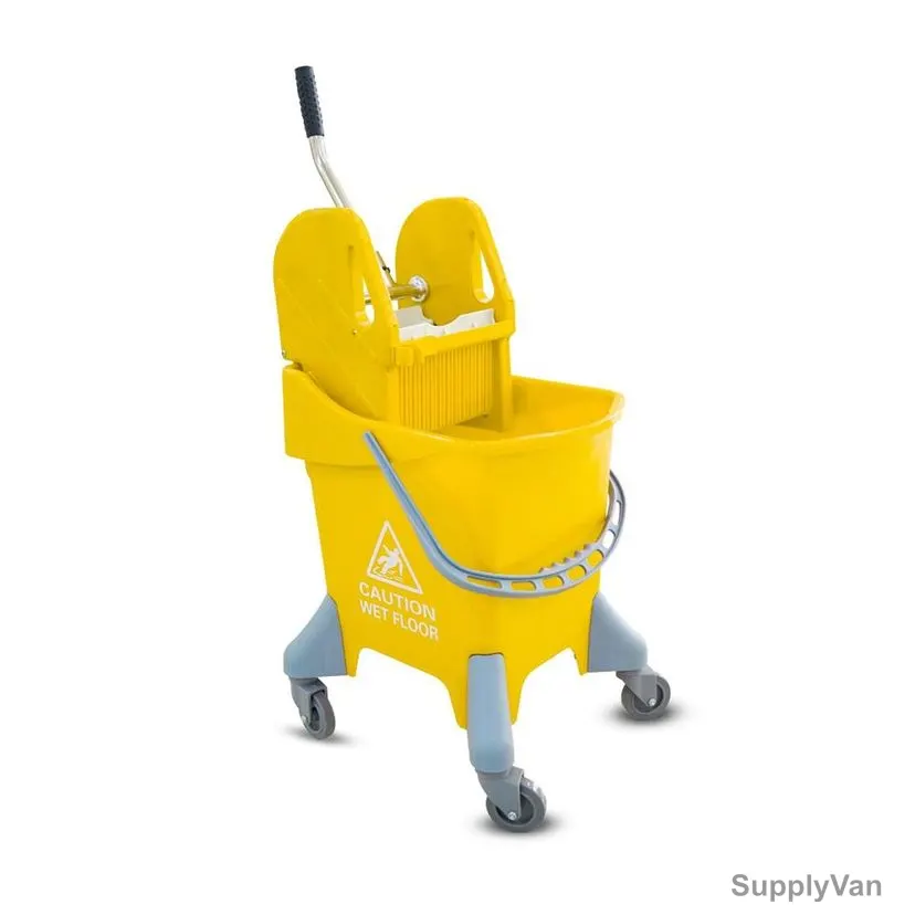 Akc Mop Bucket With Deluxe Wringer, BT10Y, Plastic, 25 Ltrs, Yellow
