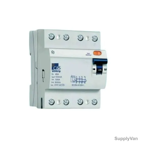 C&S Electric Residual Current Circuit Breaker, CSRB4P63A100, WiNtrip, 4 Pole, 63A, 100mA