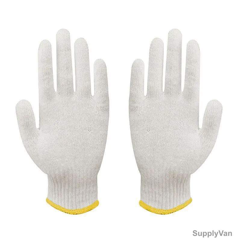 Ameriza Knitted Gloves, Cotton, Universal, 600GM, Bleach White, 12 Pairs/Pack