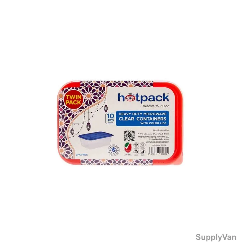 Hotpack Heavy Duty Microwave Container With Color Lid, 750ML, 10 Pcs/Pack — image 1