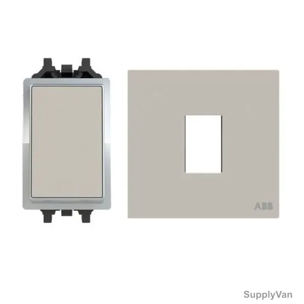 ABB Electrical Switch With Rocker Switch Frame, AMD11020-DU+AMD5120-DU, Millenium, 1 Gang, 1 Way, 20A, Dune Sand