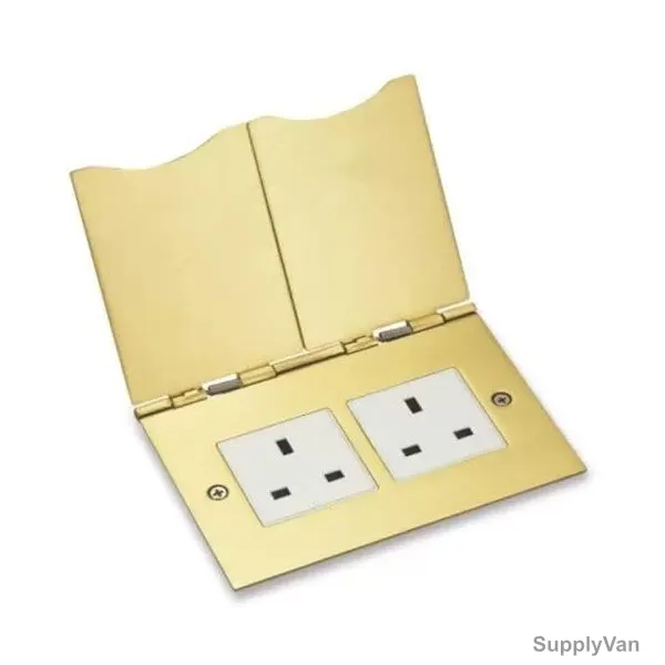 Novex Flat Floor Socket Plate, NFS-406FB, Stainless Steel, 2 Gang, 13A, Gold — image 1