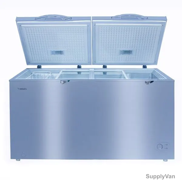 Venus Double Door Chest Freezer, VCF550, 550 Ltrs, Silver Titanium Finish