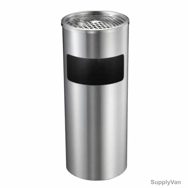 Brooks Outdoor Ashtray Bin, SS-ASH-236, Stainless Steel, 250MM Dia x 610MM Height, 20 Ltrs, Silver