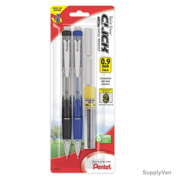 Pentel Clic Eraser Pen Set, PE-ZE11T-04E, 0.9MM Tip, Blue/Black, 48 Pcs/Set