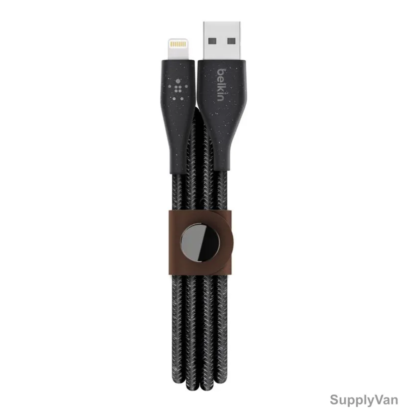 Belkin USB-A to Lightning Cable With Leather Strap, F8J236BT04-BLK, DuraTek Plus, 1.2 Mtrs, Black — image 1
