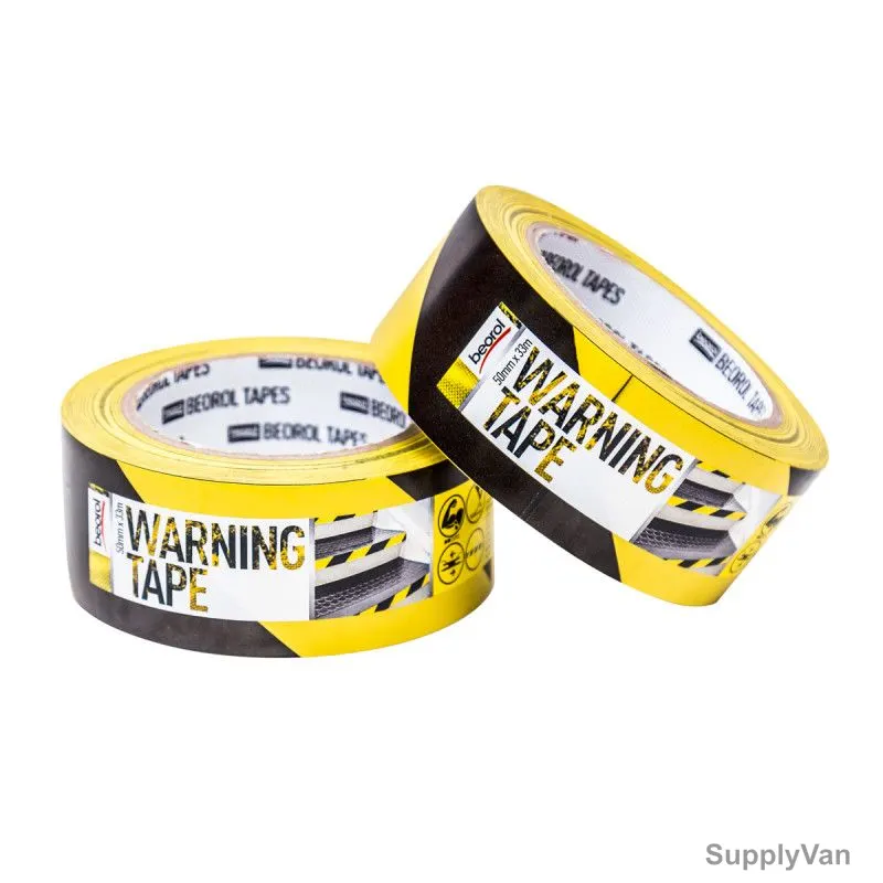 Beorol Warning Tape, SZOZC, 50 x 33 Mtrs, Black/Yellow — image 1